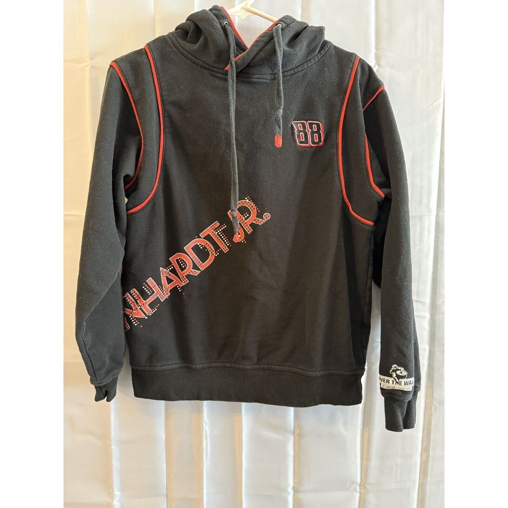 Vintage Y2K S Dale Earnhardt Jr Hoodie Sweatshirt Over The Wall Nascar 88 Black